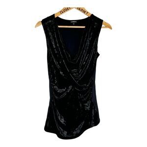 Express Black Velvet  Y2K Ruched Sleeveless GothCore  Punk Top M